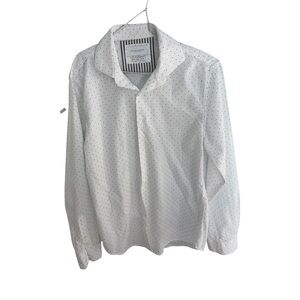 Elegant White Polka Dot Women's Dress Shirt